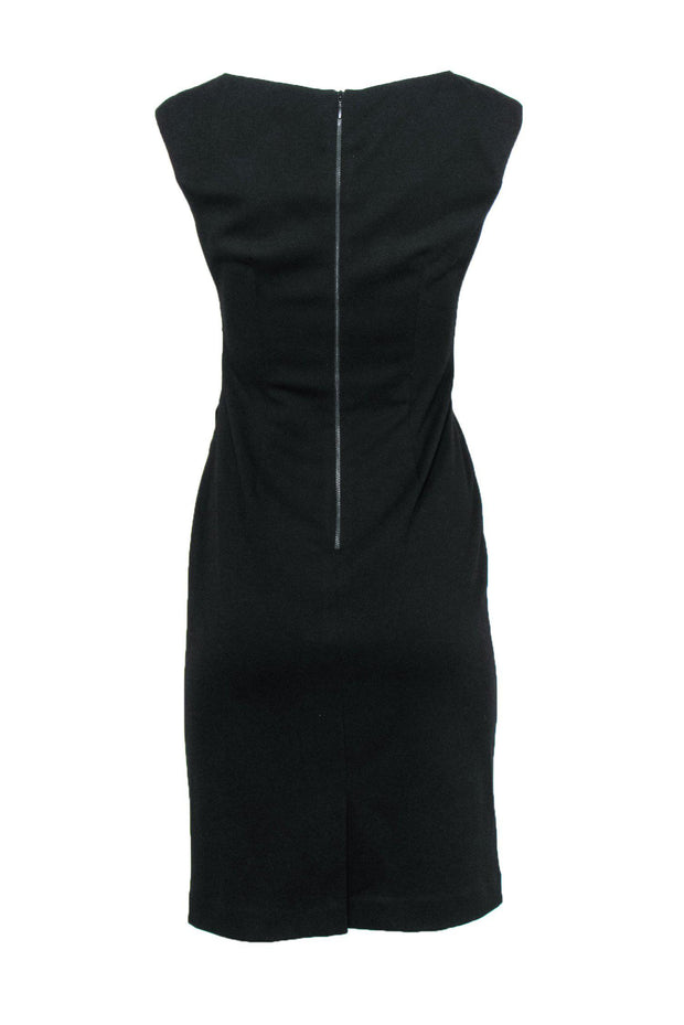 Current Boutique-Kay Unger - Black Sheath Dress w/ Leopard Print Shoulder Sz 4