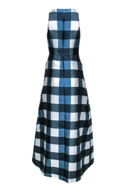 Current Boutique-Kay Unger - Blue & White Checkered Gown Sz 4