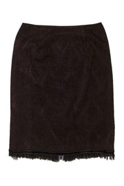 Current Boutique-Kay Unger - Brown Paisley Textured Pencil Skirt Sz 4