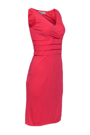 Current Boutique-Kay Unger - Coral Sheath Midi Dress w/ Silk Trim Sz 8