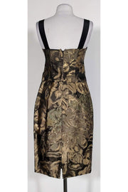 Current Boutique-Kay Unger - Gold, Black & Olive Metallic Dress Sz 4