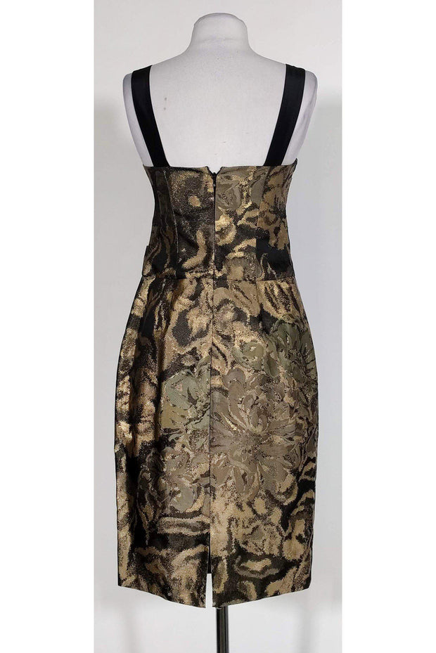 Current Boutique-Kay Unger - Gold, Black & Olive Metallic Dress Sz 4