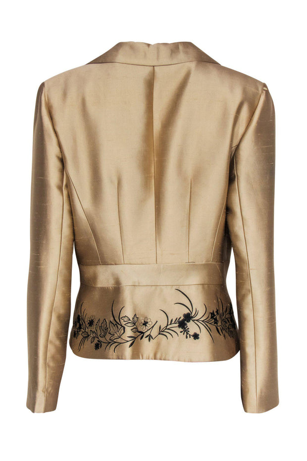 Current Boutique-Kay Unger - Gold Silk Blend Embroidered Jacket Sz 12