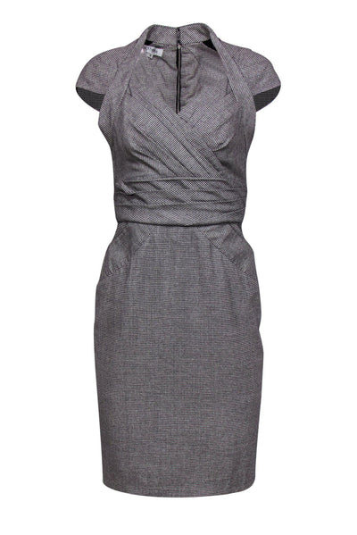 Current Boutique-Kay Unger - Houndstooth Cap Sleeve Sheath Dress Sz 6