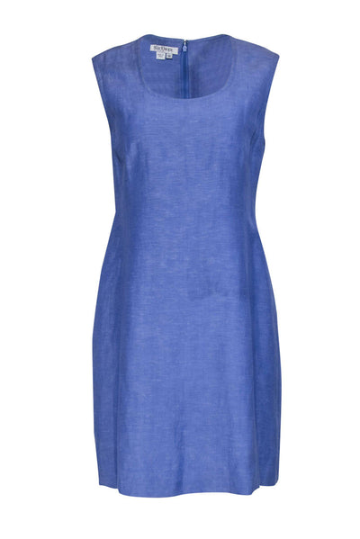 Current Boutique-Kay Unger - Light Blue Chambray-Style Sleeveless Shift Dress Sz 12