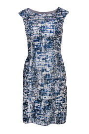 Current Boutique-Kay Unger - Metallic Blue Marbled Sheath Dress Sz 4