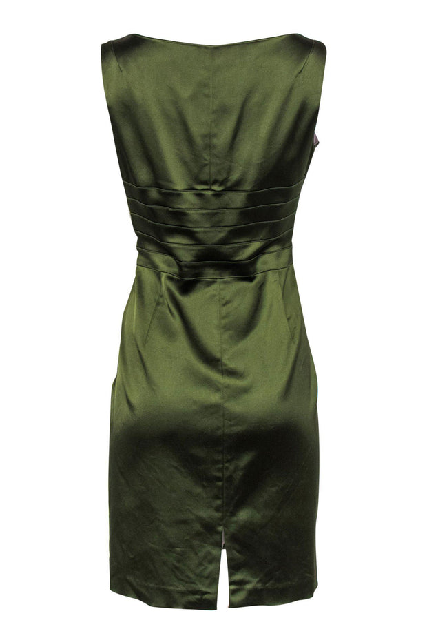 Kay Unger - Olive Green Satin Sheath Dress Sz 12 – Current Boutique