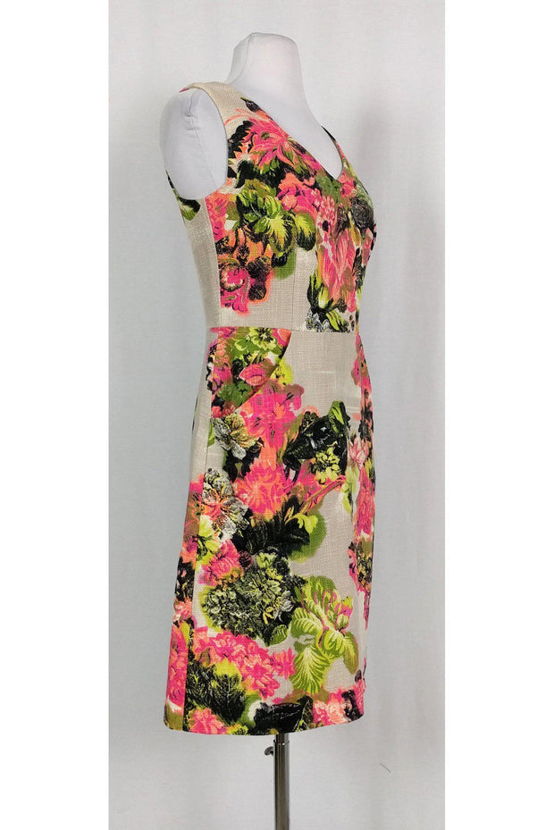 Current Boutique-Kay Unger - Tan Floral Cotton Dress Sz 4