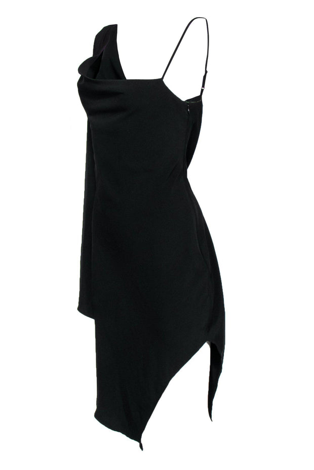 Current Boutique-Keepsake - Black One-Shoulder Draped Midi Dress Sz S