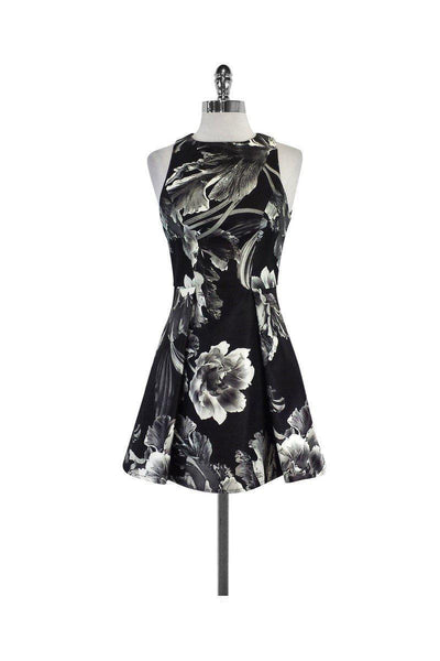 Current Boutique-Keepsake - Black & White Floral Print Sleeveless Dress Sz S