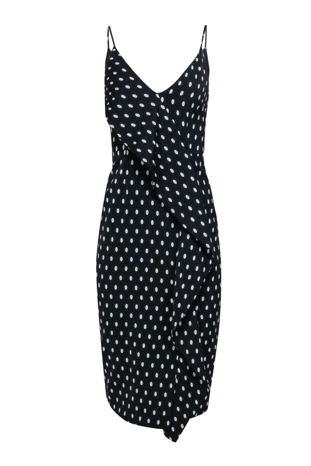 Current Boutique-Keepsake - Black & White Polka Dot Sleeveless Midi Dress w/ Flounce Sz XS