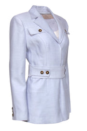 Current Boutique-Keepsake - Pale Lilac Belted Textured Jacket w/ Tortoise Shell Buttons Sz 4