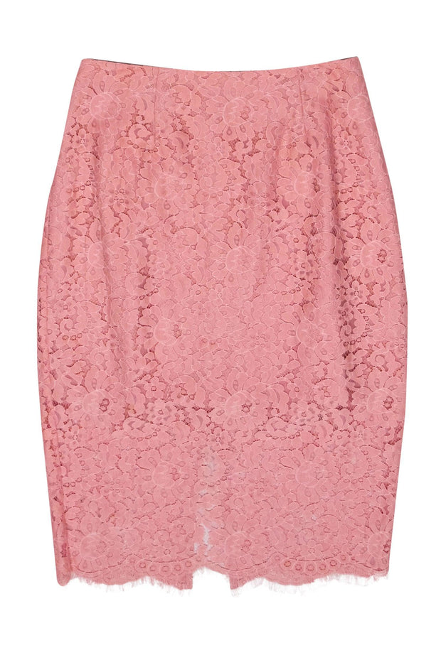 Current Boutique-Keepsake - Pink Floral Lace Pencil Skirt Sz M