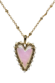 Current Boutique-Kendra Scott - Gold Chain "Ansley" Necklace w/ Iridescent Heart Pendant