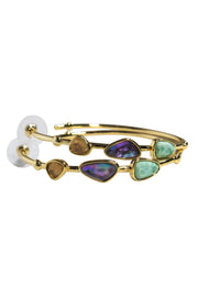 Current Boutique-Kendra Scott - Gold Hoop Earrings w/ Multicolor Stones