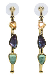 Current Boutique-Kendra Scott - Gold Hoop Earrings w/ Multicolor Stones