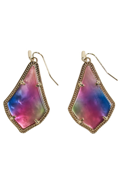 Current Boutique-Kendra Scott - Gold & Multicolor Iridescent Dangle Earrings
