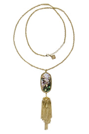 Current Boutique-Kendra Scott - Gold Statement Necklace w/ Metallic Pendant & Tassel