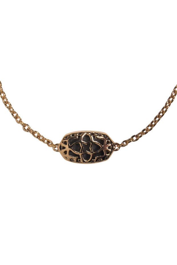 Current Boutique-Kendra Scott - Rose Gold Adjustable “Elaina” Chain Bracelet w/ Sparkly Stone