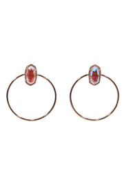 Current Boutique-Kendra Scott - Rose Gold Stud Hoop Earrings w/ Iridescent Stones