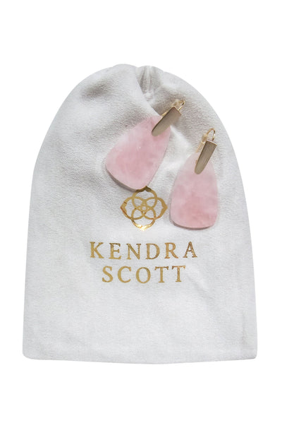 Current Boutique-Kendra Scott - Rose Quartz Fishhook Drop Earrings w/ 14K Gold Plated