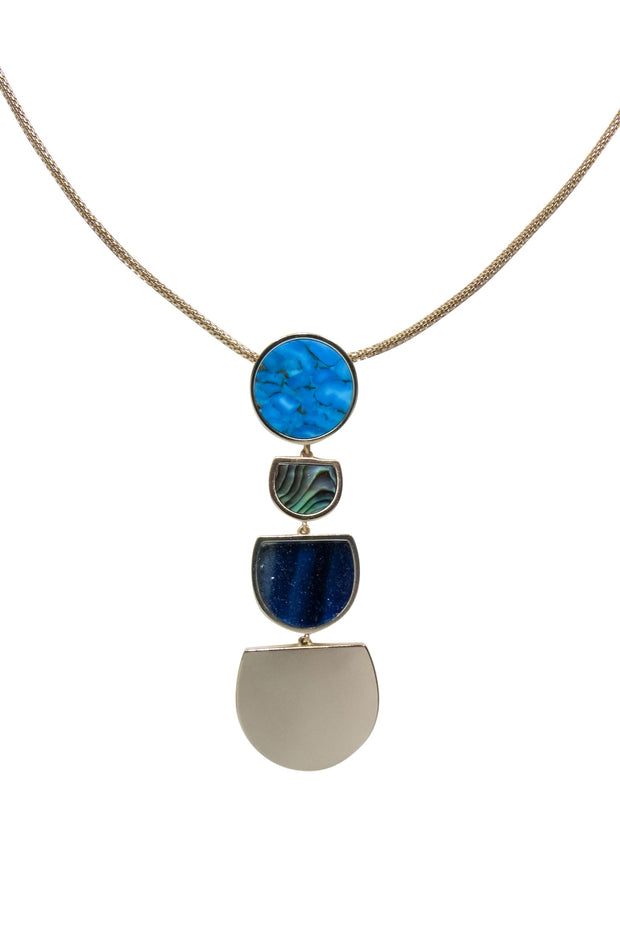 Current Boutique-Kendra Scott - Turquoise & Blue Gold ‘Luna’ Pendant Necklace