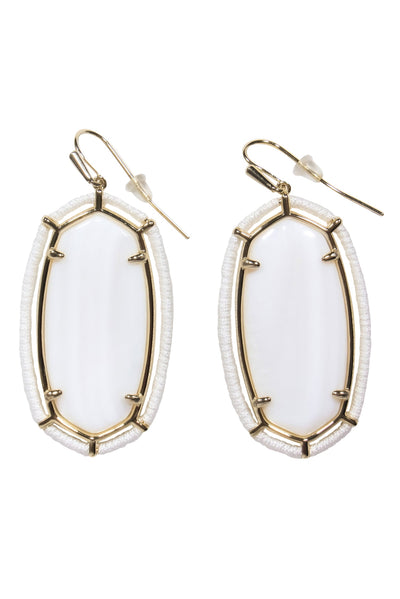 Current Boutique-Kendra Scott - White & Gold Gem Drop Earrings