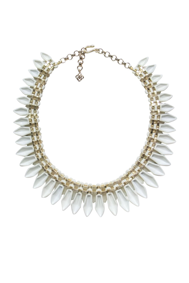 Current Boutique-Kendra Scott - White Marbled Acrylic "Lazarus" Gold Statement Necklace
