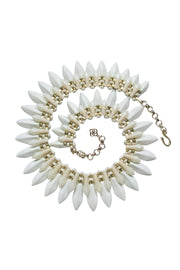 Current Boutique-Kendra Scott - White Marbled Acrylic "Lazarus" Gold Statement Necklace