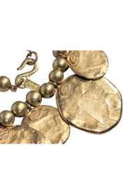 Current Boutique-Kenneth Lane - Gold Hammered Coin Beaded Necklace