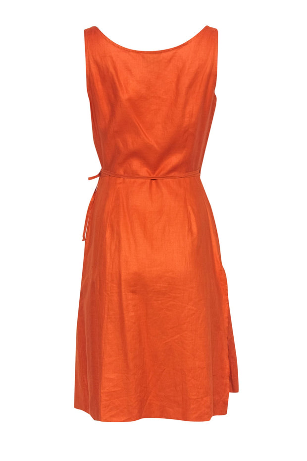 Current Boutique-Kenzo - Orange Wrap Dress w/ Floral Embroidery Detail Sz 6