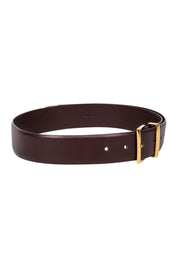Current Boutique-Khaite - Brown Leather Belt w/ Gold Buckle