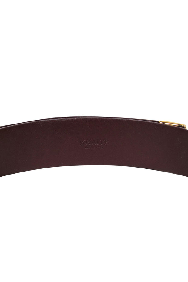 Current Boutique-Khaite - Brown Leather Belt w/ Gold Buckle
