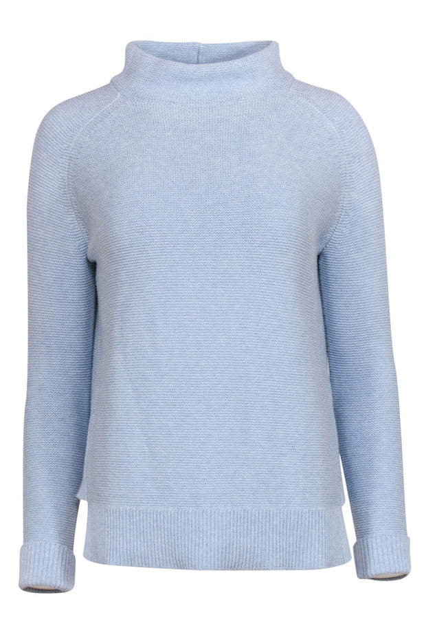 Current Boutique-Kinross - Baby Blue Cotton Knit Mockneck Turtleneck Sweater Sz XS