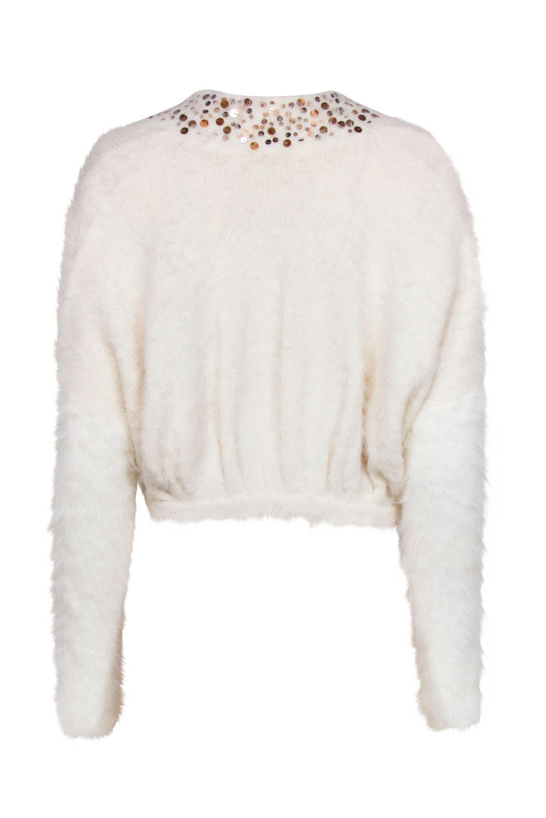 Anthropologie Knitted & Knotted Cream Fuzzy Open Front Cropped outlet Cardigan