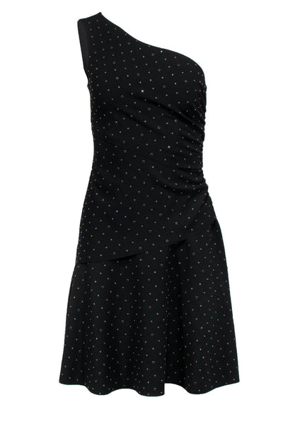 Current Boutique-Kobi Halperin - Black One-Shoulder Studded Cocktail Dress Sz XS