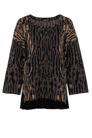 Current Boutique-Kobi Halperin - Brown Leopard Patterned Wool Blend Sweater Sz L