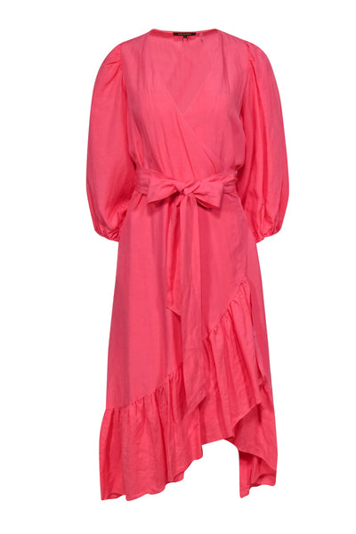 Current Boutique-Kobi Halperin - Bubblegum Pink Puff Sleeve "Lea" Maxi Wrap Dress Sz L