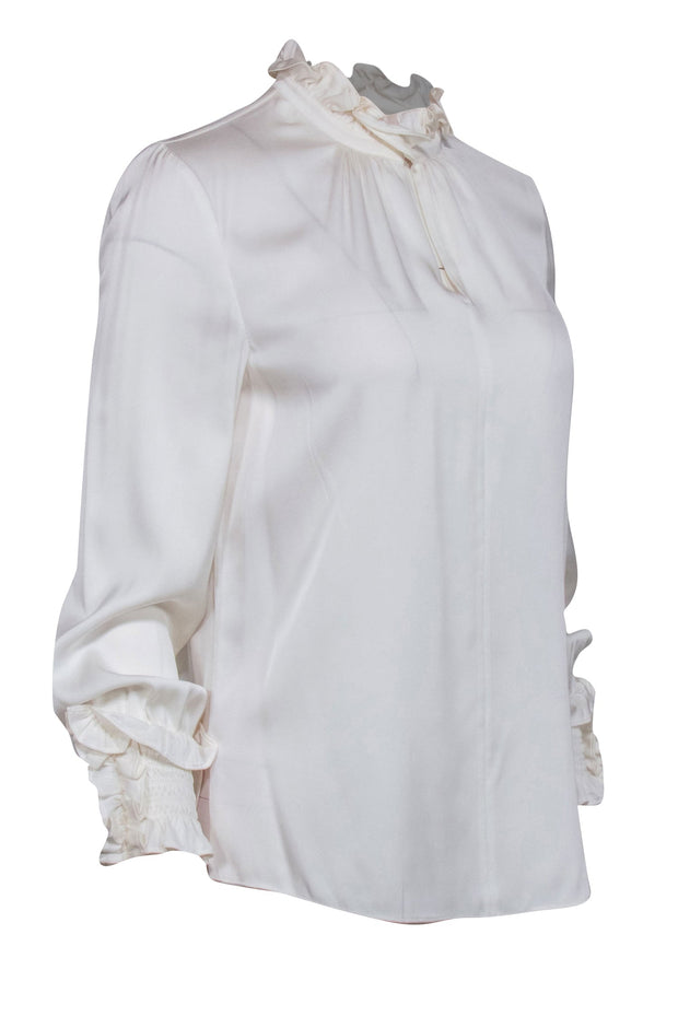 Current Boutique-Kobi Halperin - Ivory Silk Long Sleeve Blouse Sz S