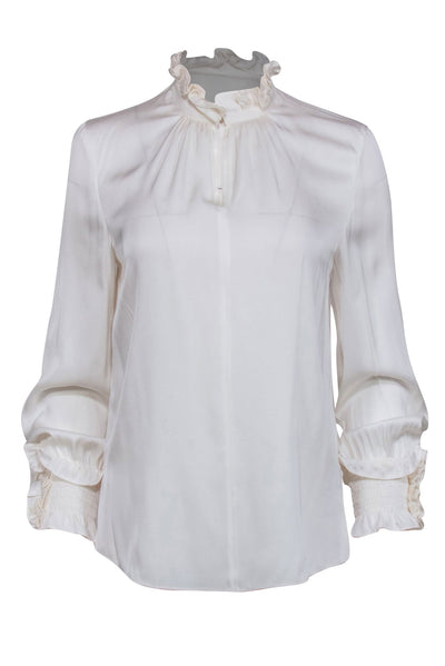 Current Boutique-Kobi Halperin - Ivory Silk Long Sleeve Blouse Sz S