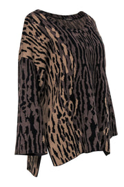 Current Boutique-Kobi Halperin - Tan Leopard Patterned Wool Blend Sweater Sz XL