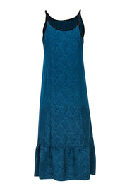 Current Boutique-Koch - Blue Snakeskin Print Sleeveless Maxi Dress w/ Multicolored Trim Sz XS