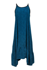 Current Boutique-Koch - Blue Snakeskin Print Sleeveless Maxi Dress w/ Multicolored Trim Sz XS