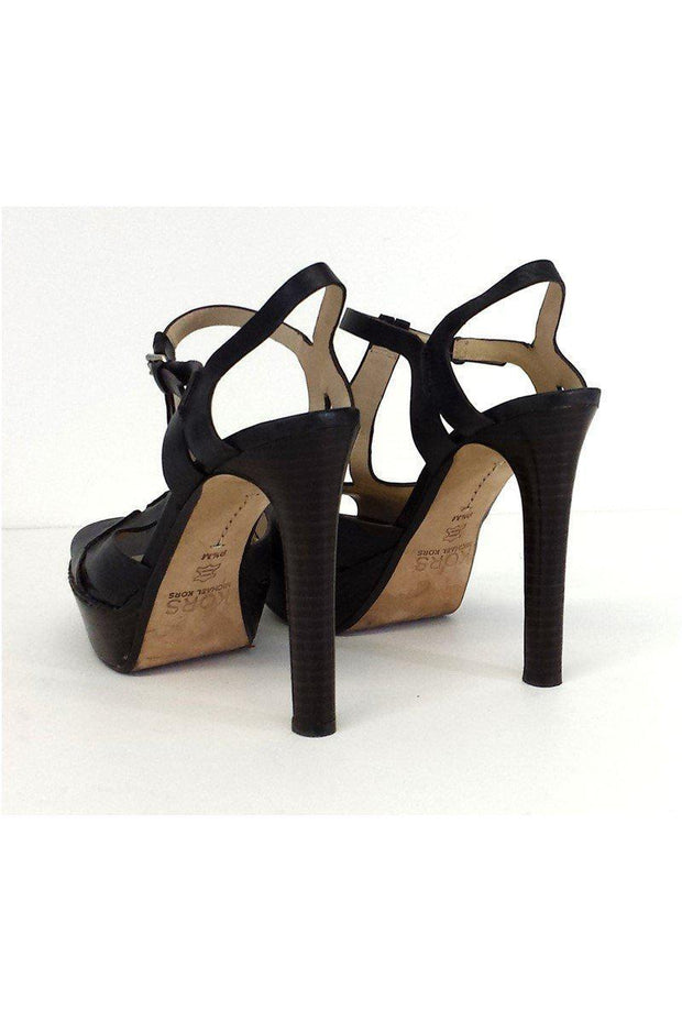 Current Boutique-Kors by Michael Kors - Black Leather Platform Sandals Sz 9.5