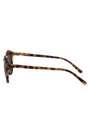 Current Boutique-Krewe - Brown Tortoise Shell Round Sunglasses w/ Gold Brow Bar