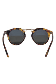 Current Boutique-Krewe - Brown Tortoise Shell Round Sunglasses w/ Gold Brow Bar