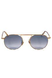 Current Boutique-Krewe - Gold & Tortoise Shell Round Aviator Sunglasses