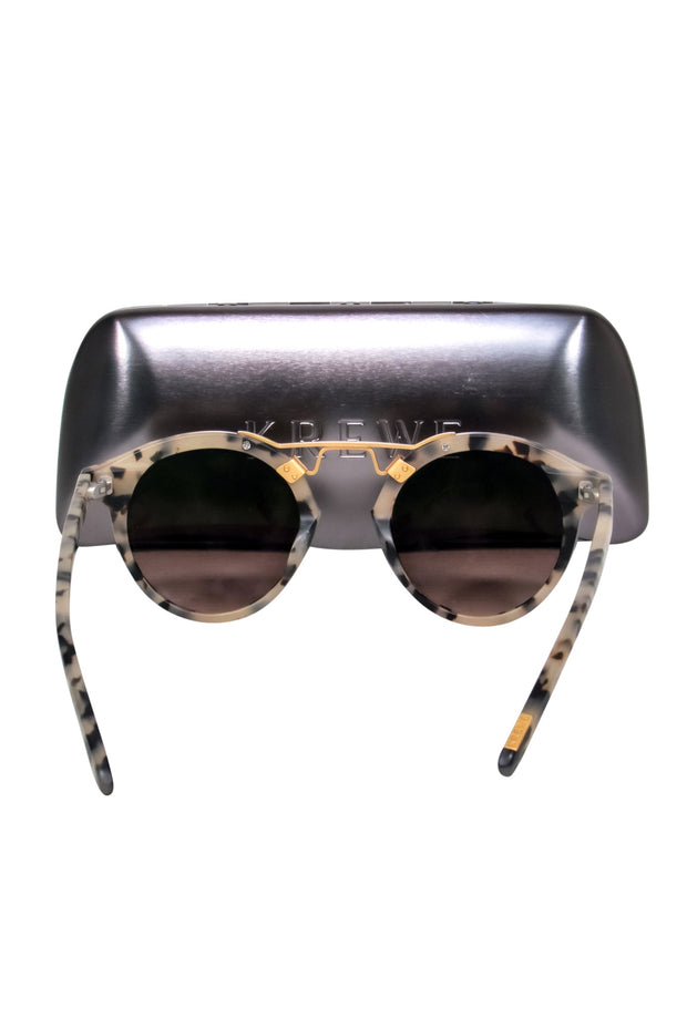 Current Boutique-Krewe - Matte Light Tortoise Shell "St. Louis Classics" Round Sunglasses