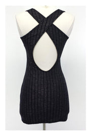 Current Boutique-Ksubi - Black & Metallic Gray Textured Cross Back Mini Dress Sz XS