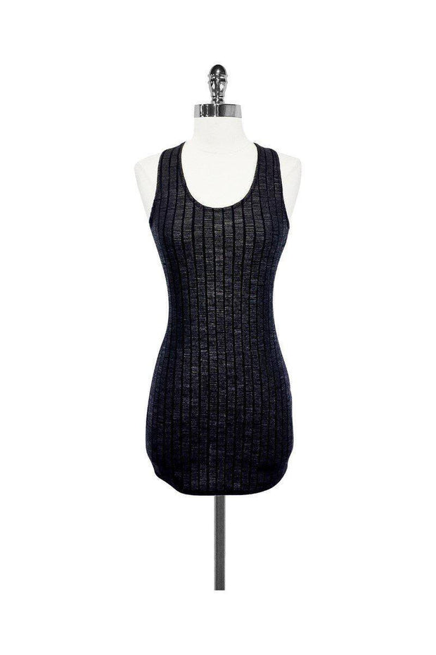 Current Boutique-Ksubi - Black & Metallic Gray Textured Cross Back Mini Dress Sz XS
